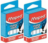 Maped - Tizas Blancas para Aceras y Pizarras - 10 Unidades - Fabricadas Con Carbonato de Calcio - Fórmula Libre de Polvo - Mejor Visibilidad y Legibilidad (Paquete de 2)