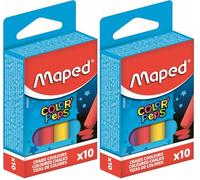 Maped - Tizas de Colores para Aceras y Pizarras - 10 Unidades - Fabricadas Con Carbonato de Calcio - Fórmula Libre de Polvo - Mejor Visibilidad y Legibilidad (Paquete de 2)