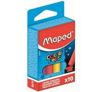 Maped - Tizas de Colores para Aceras y Pizarras - 10 Unidades - Fabricadas Con Carbonato de Calcio - Fórmula Libre de Polvo - Mejor Visibilidad y Legibilidad