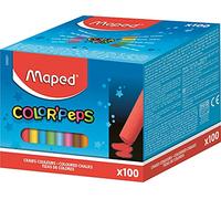 Maped - Tizas finas para pizarra y natural - Caja de 100 tizas 10 colores brillantes, 100 unidades