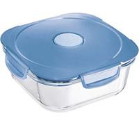 Maped - Tupper de Vidrio para Alimentos - Colección Concept Adulto - Capacidad para 1,2 Litros - Color Azul - Válvula para el Microondas - Cierre Seguro - Apto para Lavavajillas