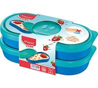 Maped - Tuppers para Tentempiés - Lote de 2 en Color Azul - Colección Concept Kids - Estructura Compacta con Capacidad para 300 ml - Diseño Estanco para Combinar - Apto para Lavavajillas