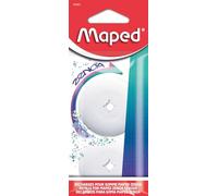 Maped Zenoa - Lote de 2 Recambios de Goma Blanca Redonda, Repuestos Compatibles con Funda Protectora Giratoria, Gomas de Borrar de Larga Duración, Material Escolar para Niños