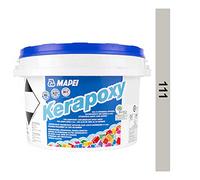 MAPEI Kerapoxy Epoxy Grout - Pegamento de resina epoxi bicomponente resistente a los ácidos y lechada para paredes y suelos (gris plata nº 111, 2 kg)