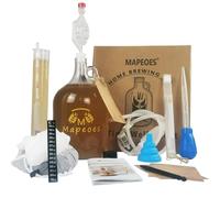 Mapeoes - Kit de fabricación de cerveza de 1 galón con carbón de vidrio, hidrómetro y tarro de prueba, sifón con filtro, embudo de silicona, tira de temperatura, tapón #5 y bloqueo de aire