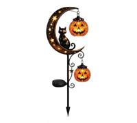 MAPHRWZ Solar Halloween Black Cat & Pumpkin Moon Garden Stake Light, Outdoor Weather Resistant LED Yard Decoration for Patio Walkway Porch