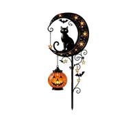MAPHRWZ Solar Halloween Black Cat & Pumpkin Moon Garden Stake Light, Outdoor Weather Resistant LED Yard Decoration for Patio Walkway Porch
