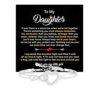 Mapileng Pulsera de corazón con estrella para mi hija de mamá y papá con mensaje sincero y caja elegante, regalo de joyería para mujeres de madre padre en graduación, cumpleaños, boda, Navidad y más