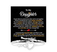 Mapileng Pulsera de corazón con estrella para mi hija de mamá y papá con mensaje sincero y caja elegante, regalo de joyería para mujeres de madre padre en graduación, cumpleaños, boda, Navidad y más