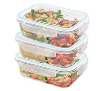 Mapille 3 Piezas Tupper cristal hermetico,1040ml Cajas Bento Calidad Alimentaria,con 2 Compartimentos y Tapa,Envases de Vidrio Herméticos,Apto para lavavajillas,Microondas y congelador