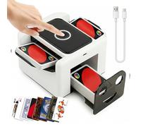 Mapille Barajador de Cartas Automático,Mezclador de Cartas Eléctrico,Card shuffler para 1-2 Barajas,Automático y Manual,Recargable 2400mAh,para Póquer Blackjack Texas Hold'em (M5L-W)