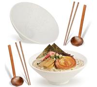 Mapille Set de 2 Cuencos de Ramen de Cerámica, Juego Japonés de Vajilla con Palillos y Cucharas, 1000ml, Apto para Lavavajillas y Microondas
