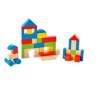 Maple Blocks Kids Wooden Building Blocks by Hape , Stacking Wooden Block Educational Toy Set for Toddlers, 50 Brightly Coloured Pieces in Assorted Shapes and Sizes