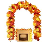 Maple Leaf Vine | Fall Garland | 68.9 Inch Autumn Decoration Fairy Lights For Thanksgiving Harvest Halloween Christmas Farmhouse Decor Party Front Door Porch Home Mantle Table Stairs