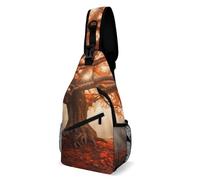 Maple Leaves and Old Tree Sling Bag for Men Women Crossbody Backpack Old Metal Gears Crossbody Bag Chest Bags for Travel Sport