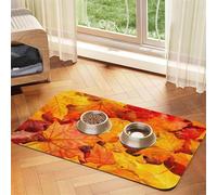 Maple Leaves,Waterproof Pet Feeding Mat,PU Leather Placemats for Cat Dog Water Bowl,Food Mats,30x45cm