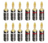 Maple Plentiful 12 Piezas Conector Banana, Conector Banana Altavoces de 4 mm, 24k Chapado, Para Cable de Altavoz, Cine en Casa, Placas de Pared, Altavoces Hifi, Altavoz de Audio Conector De Cable