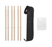 Maple Wood Drum Sticks with Sound Dampening Pad Set | Oxford Cloth Drumstick Bag | Noise Reduction for Practice/Performance | 6 Sticks + 1 Pad + 1 Bag