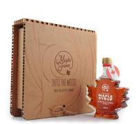 MapleFarm - Jarabe de arce puro canadiense Grado A - OSCURO - Sabor robusto - Botella en forma de hoja en caja de regalo - 330g (250ml)