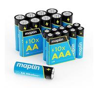 Maplin 10 Pilas alcalinas AA LR6 / 10 Pilas AAA LR03 de 1,5 V (Triple A) 7 años de Vida útil de Alto Rendimiento