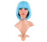 MapofBeauty 12 pulgadas/30 cm Natural femenino corto pelo liso BOB peluca (azul claro)
