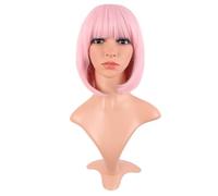 MapofBeauty 12 pulgadas/30 cm Natural femenino corto pelo liso BOB peluca (rosa pálido)