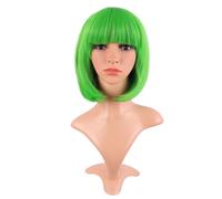 MapofBeauty 12 pulgadas/30 cm Natural femenino corto pelo liso BOB peluca (verde neón)