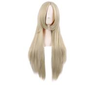 MapofBeauty 31 Pulgada/80 cm Monochrom Alta-temperatura Fibras Side Flequillo Lacio Pelucas de Cosplay Pelucas (Dorado)