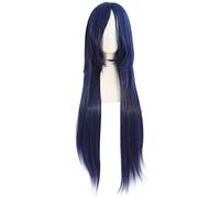 MapofBeauty 80cm/ 31 pulgada largo lacio seorita lacio anime traje Pelucas (oscuro azul/negro)