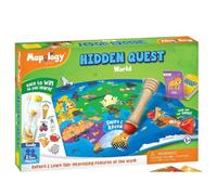 Mapology Hidden Quest World Map - Juego de mesa interactivo de aventura para niños, juguete de aprendizaje mágico para deslizar y revelar, divertido juego de viaje familiar y regalo educativo para