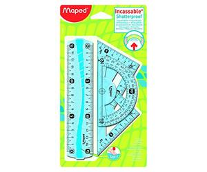Mapped 244069 - 4 Pz - Mini Kit, Transportador de ángulos, cuadrados y líneas