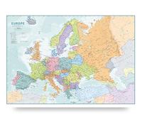 Maps International Mapa de pared de Europa para niños, póster educativo de aprendizaje, actualizado 2025, laminado, 59 x 42 cm