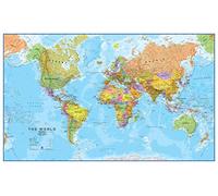Maps International Mapa de pared del mundo, póster del mapa del mundo, laminación frontal, 47 x 33 pulgadas