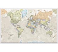 Maps International - Mapa del mundo gigante, póster clásico con el mapa del mundo, plastificado - 201 x 116,5 cm - Colores clásicos