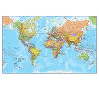Maps International - Mapa del mundo gigante, póster político con el mapa del mundo, actualizado 2025, plastificado - 201 x 116,5 cm