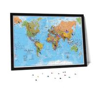 Maps International - Mapa del mundo (mapa de viaje con pin grande enmarcado - lienzo)