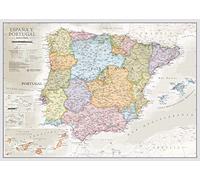 Maps International - Mapa España y Portugal, póster clásico con el mapa España, plastificado - 59,4 x 42 cm - Colores clásicos