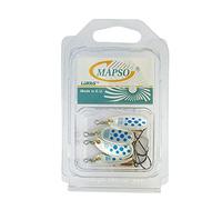 Mapso - Blister 4 Cucharillas de Pesca Orión nº2 Plata Azul Anzuelo Simple sin Muerte 4,5 GMS