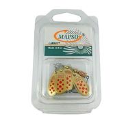 MAPSO - Blister 4 Cucharillas de Pesca Orión nº2 Plata roja con Anzuelo Simple sin Muerte, 4,5 GMS.