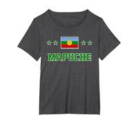 mapuche Camiseta, Mujer Tallas Grandes, Jaspeado Oscuro, 1XL Grande