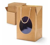 MAQA 2 Bolsas de Papel para Huevos de Pascua 18x18xH30 cm, Bolsas de Papel marrón y Amarillo con asa para Huevos de Pascua, Bolsas para Llevar de Pascua