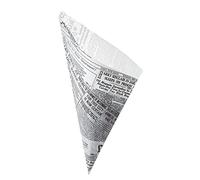 MAQA 250 pzs Conos para frituras en papel antigrasa 70 gr, Cono de patatas fritas 17x24 cm, Conos para comer con los dedos con motivo de Periódico