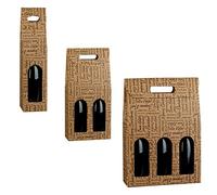 MAQA 3 uds Caja portabotellas H 38,5 cm, Caja portabotellas de cartón para 1-2-3 botellas Feliz Navidad, bolsas portabotellas 2 Bottiglie