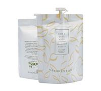MAQA 50uds Champú de ducha monodosis doypack 30 ml, champú de ducha con extractos de ortiga blanca, champú de ducha de hotel en bolsitas línea de cortesía para B&B