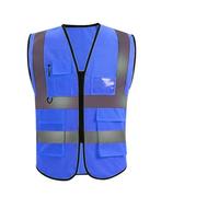 MAQDDO 3pcs Summer Nighttime Multi Pocket Reflective Protective Clothing Coat Safe Structure Traffic Hygiene Garden Architecture Para Correr(Deep Blue)