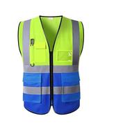 MAQDDO 3pcs Summer Nighttime Multi Pocket Reflective Protective Clothing Coat Safe Structure Traffic Hygiene Garden Architecture Para Correr(Green blue)