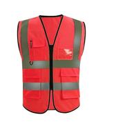 MAQDDO 3pcs Summer Nighttime Multi Pocket Reflective Protective Clothing Coat Safe Structure Traffic Hygiene Garden Architecture Para Correr(Red)