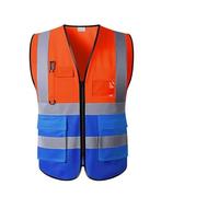MAQDDO 3pcs Summer Nighttime Multi Pocket Reflective Protective Clothing Coat Safe Structure Traffic Hygiene Garden Architecture Para Correr(Red blue)