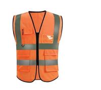 MAQDDO 3pcs Summer Nighttime Multi Pocket Reflective Protective Clothing Coat Safe Structure Traffic Hygiene Garden Architecture Para Correr(Orange)