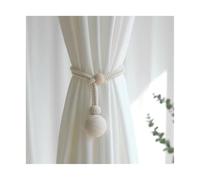 MAQDDO 4Pcs Handmade Cotton Rope Curtain Tieback with Wooden Bead & Knotted Ball Strap For Organization para Cortinas(Beige)